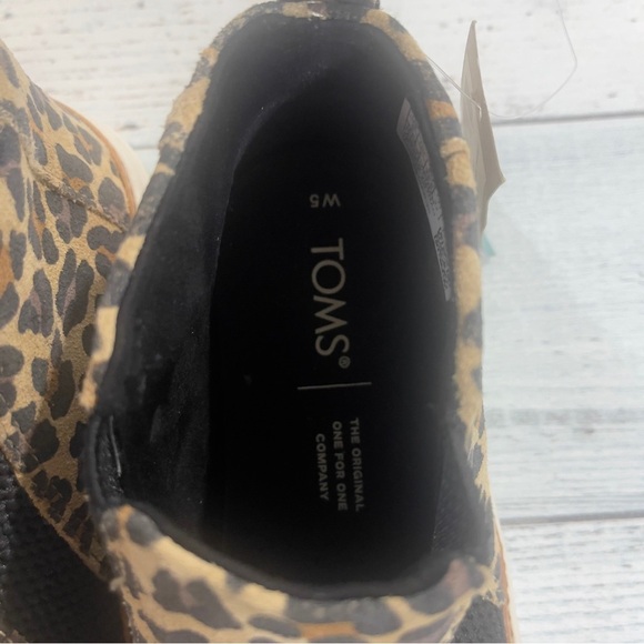 New Toms Bryce Mid Top Suede Sneaker Tan Leopard Animal Print Slip On Wo… - Picture 3 of 9
